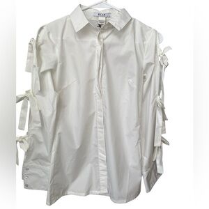 Glam By Glamorous White Bow Sleeve Top Women’s XS  Fairy Coquette Festival NEW